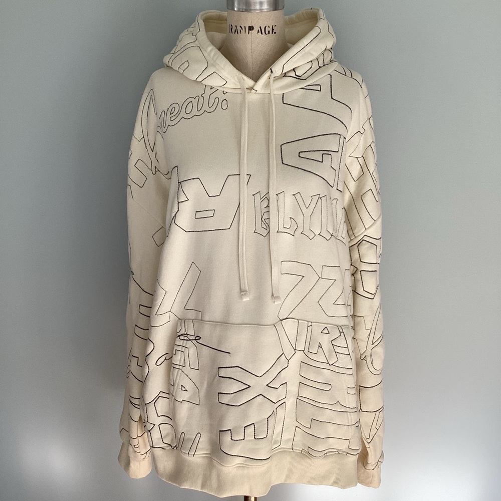 Forever 21 Cream Graphic Hoodie Size XXL